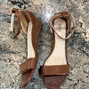 Diba Brown Wedge Sandals with Adjustable Straps